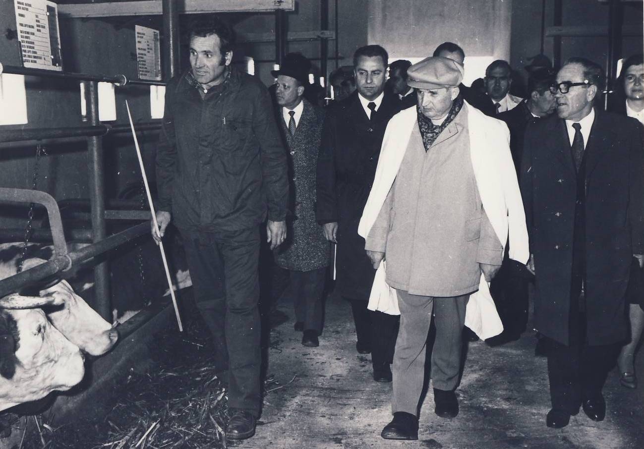 ceaușescu vizitând o fabrică în satu-mare