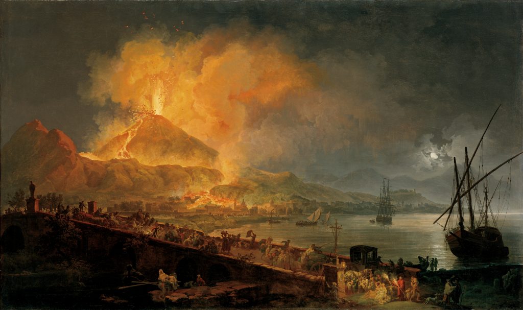 pictură cu erupția muntelui vezuviu