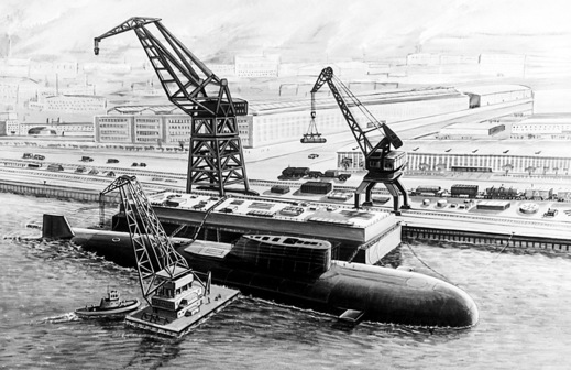 submarin sovietic aflat în construcție